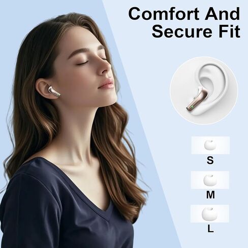 Wireless Earbuds, Bluetooth 5.4 Headphones in Ear, Mini Bluetooth Earbuds HiFi Stereo Deep Bass with 4 ENC Noise Cancelling Mic, Wireless Ear Buds 47H Long Playtime LED IP7 Waterproof USB-C White Gold in Kuwait
