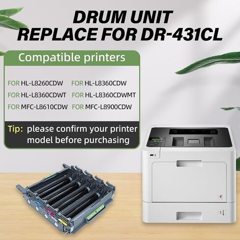 Drum Unit Replacement for DR431CL, Compatible with Brother Printer HL-L8260CDW HL-L8360CDW HL-L8360CDWT HL-L8360CDWMT MFC-L8610CDW MFC-L8900CDW, 30000 Page Yield, Replace# DR-431CL (3 Years Warranty) in Kuwait