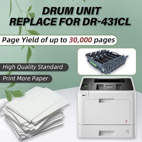 Drum Unit Replacement for DR431CL, Compatible with Brother Printer HL-L8260CDW HL-L8360CDW HL-L8360CDWT HL-L8360CDWMT MFC-L8610CDW MFC-L8900CDW, 30000 Page Yield, Replace# DR-431CL (3 Years Warranty) in Kuwait