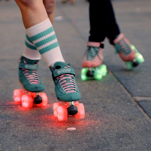 Bont Skates - Glow Light Up LED Quad Roller Skate Wheels - Recreational Street Outdoor Skating - 62x35mm 83A - Set of 4 wheels (Cherry Blossom Pink) in Saudi Arabia