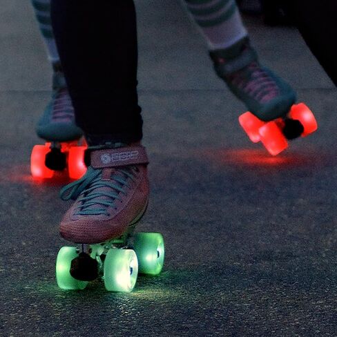 Bont Skates - Glow Light Up LED Quad Roller Skate Wheels - Recreational Street Outdoor Skating - 62x35mm 83A - Set of 4 wheels (Cherry Blossom Pink) in Saudi Arabia