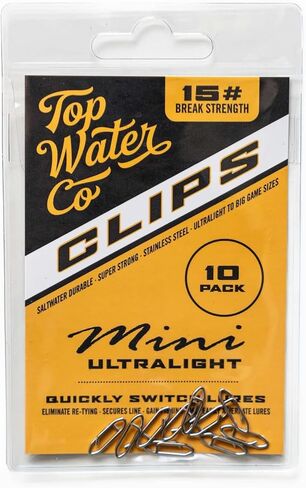 Top Water Co. Fishing Speed Clips Stainless Steel (Multiple Sizes) | sizes, break strengths, pack counts, stainless steel details, quick lure changes, freshwater/saltwater use in Saudi Arabia