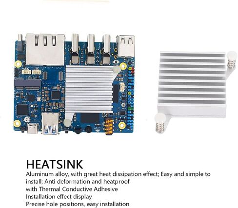 GOWENIC Heat Sink, with Thermal Conductive Adhesive Aluminium Alloy CPU Radiator Cooler, Precise Hole Position, Stability and Performance, for Orange Pi 5Plus in Saudi Arabia