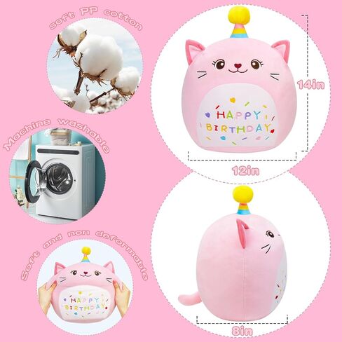 Cat Plush Toy Cute Unicorn Cat Birthday Stuffed Animal Soft Cat Plushies Pillow Pink Doll Gifts for Kid Toddlers Home Room Decoration 10 Inch in Saudi Arabia