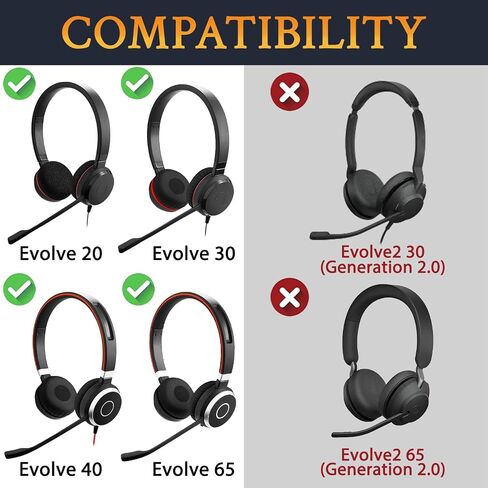 وسائد أذن بديلة للجلد البارد لـ Jabra Evolve 65/40/30/20 سماعات الأذن لـ Jabra Evolve 65uc 65ms/ 40uc 40ms/ 30us 30ii/ 20se 20uc 20ms. in Saudi Arabia