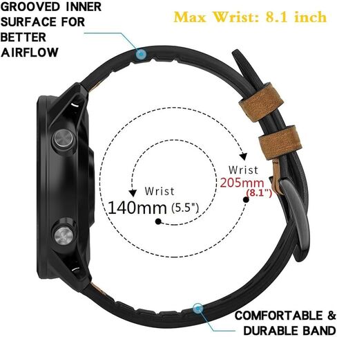 Leather Bands Compatible Garmin Vivoactive 4/Venu 3/Venu 2 45mm/Forerunner 255/265 Watch Bands, 22mm Silicone Leather Wristband for Women Men in Kuwait