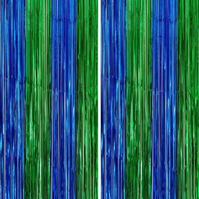 2 Pack Blue Green Metallic Tinsel Foil Fringe Backdrop Door Streamers in Saudi Arabia