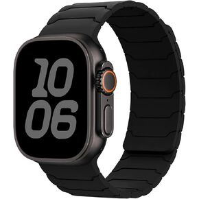شريط السيليكون المغناطيسي متوافق مع Apple Watch Ultra 2 Band 49mm 46mm 45mm 44mm 42mm 41mm 41mm 40mm 38mm للرجال ، حزام رياضة مغناطيسي قوي لسلسلة IWatch 10 9 8 7 6 5 4 3 2 1 SE (الأخضر الأسود ، 49 مم/45 ملم/44 ملم/42 ملم (سلسلة 3)) in Kuwait