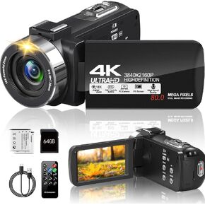 ZOLAMENTE Video Camera, Camcorder 2.7K 30FPS, 16x Digital Zoom YouTube Camera, Infrared IR Night Vision Camcorder Camera, 3.0" 270° Rotating Screen LED Vlogging Camera with Microphone Hand stabilizer in Saudi Arabia