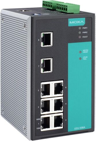 Moxa EDS -508A مفتاح Ethernet المدارة مع 8 10/100BASET (x) منافذ ، -10 إلى 60 درجة مئوية درجة حرارة التشغيل in Kuwait