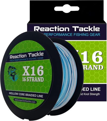 Reaction Tackle Hollow Core Braided Fishing Line, 16 Strand Braid Line, Knotless Splice Leader Connections for Freshwater or Saltwater Fishing Line in Saudi Arabia