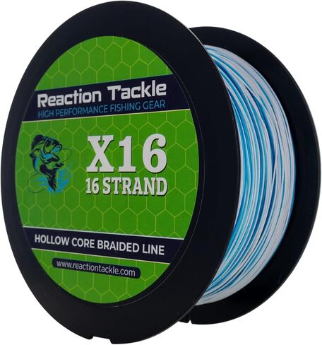 Reaction Tackle Hollow Core Braided Fishing Line, 16 Strand Braid Line, Knotless Splice Leader Connections for Freshwater or Saltwater Fishing Line in Saudi Arabia