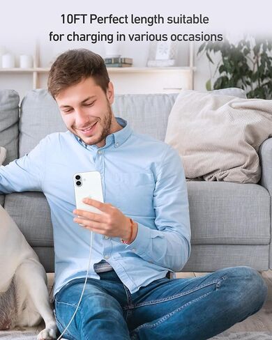 USB C to USB C Cable ، 2 حزمة 60 واط بطول 10 قدم من النوع C الشاحن الشاحن الشاحن السريع لشحن iPhone 16/15 Pro Max/Plus/16E ، iPad ، MacBook ، Samsung S25/S24/S23/S22 ، بكسل ، موتو ، Switch ، Tablet ، Android Phone in Kuwait