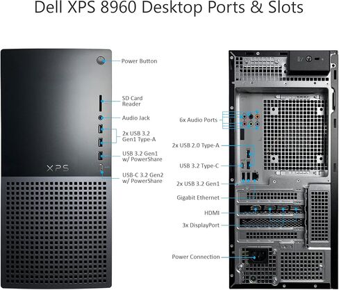 Dell XPS 8960 Tower Desktop Computer - 13th Gen Intel Core i7-13700 16-Core up to 5.20 GHz CPU, 16GB DDR5 RAM, 512GB NVMe SSD + 1TB HDD, GeForce RTX 3050 8GB GDDR6, Killer Wi-Fi 6E, Windows 11 Pro in Saudi Arabia