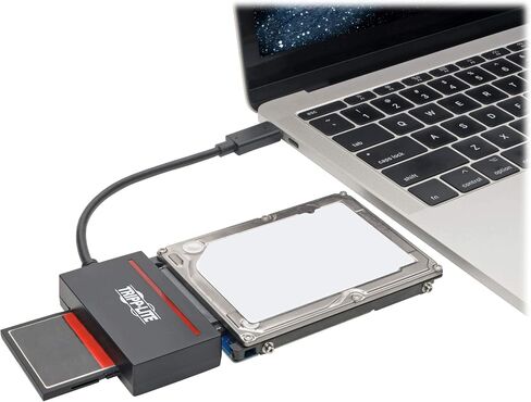 Tripp Lite USB 3.1 to Cfast 2.0 Card Reader & SATA III Hard Drive Reader, Cfast Reader, SATA Reader/ SSD Reader, USB C & Thunderbolt 3, 5Gbps, Black, 3 Year Warranty (U438-CF-SATA-5G) in Saudi Arabia