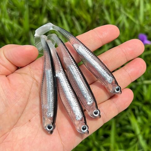 4pcs سحر الصيد الناعم مع الترتر المدمج للليزر العاكس ، وطعم صيد الساحة الواقعية الواقعية in Kuwait