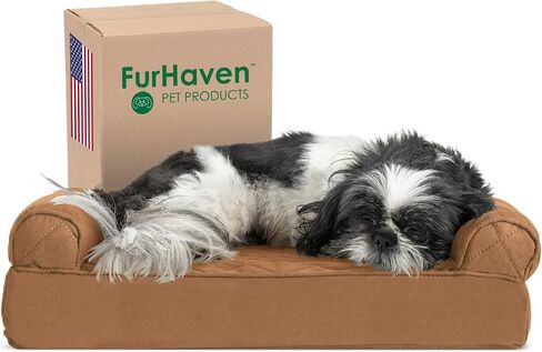 Furhaven Cooling Gel Dog Bed for Large Dogs w/ Removable Bolsters & Washable Cover, For Dogs Up to 95 lbs - Plush & Southwest Kilim Woven Decor Sofa - Desert Brown, Jumbo/XL in Saudi Arabia