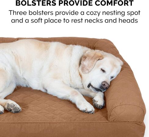 Furhaven Cooling Gel Dog Bed for Large Dogs w/ Removable Bolsters & Washable Cover, For Dogs Up to 95 lbs - Plush & Southwest Kilim Woven Decor Sofa - Desert Brown, Jumbo/XL in Saudi Arabia