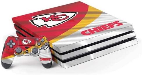 Skinit Decal Gaming Skin Compatible with PS4 Pro Console and Controller Bundle - Officially Licensed NFL Kansas City Chiefs Design in Saudi Arabia