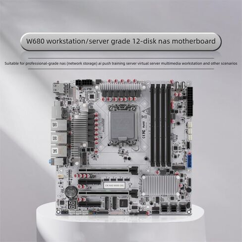 W680 12 BAY NAS MINI ITX 10GBPS Server NAS Motherboard Workstation/Server Grad Four DDR5 Two HDMI Two DP ، 2x2.5G 3XNVME Support VPRO وظيفة الإدارة عن بُعد （اللوحة الأم+3xsff8643 in Kuwait