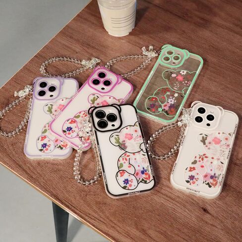 3D Cartoon Cartoon Bear Phone Case لـ iPhone 15 - تصميم دب وردي مضحك - Pink Pink - حالة حماية ناعمة TPU - غطاء سيليكون Kawaii للنساء والبنات والأطفال in Kuwait