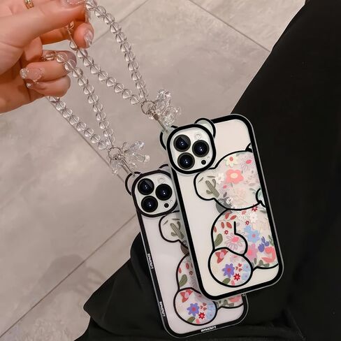3D Cartoon Cartoon Bear Phone Case لـ iPhone 15 - تصميم دب وردي مضحك - Pink Pink - حالة حماية ناعمة TPU - غطاء سيليكون Kawaii للنساء والبنات والأطفال in Kuwait