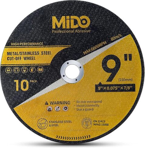 10 Pack Cut Off Wheels 9 Inch Cutting Wheel 9" x .075" x 7/8" Metal&Stainless Steel Cutting Disc Fit for Angle Grinder in Saudi Arabia