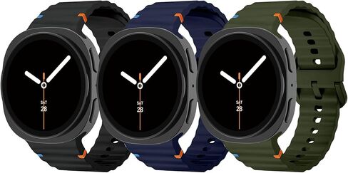 3 حزمة رياضية نطاقات متوافقة مع Samsung Galaxy Watch 8 Band 40mm 44mm/ 8 Classic 46mm ، No Gap Soft Silicone Strap Wristband for Samsung Galaxy Watch 8 Classic Band 46 Mm for Men Women in Kuwait