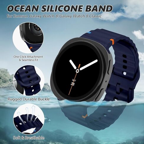 3 حزمة رياضية نطاقات متوافقة مع Samsung Galaxy Watch 8 Band 40mm 44mm/ 8 Classic 46mm ، No Gap Soft Silicone Strap Wristband for Samsung Galaxy Watch 8 Classic Band 46 Mm for Men Women in Kuwait