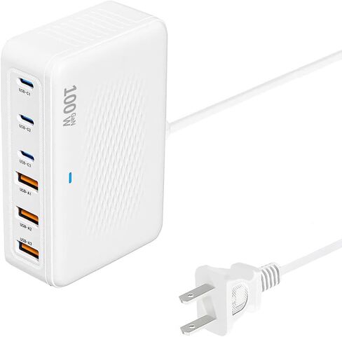 USB C Charger Block 100W Charging Station Hub GAN-III 6 Port Type C Travel Charger for Advices USB C Power Strip Adapter Cube Brick for iPhone 16 15 14 13 12 Pro Max ، iPad ، Galaxy ، 5ft cord in Kuwait