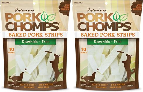 Pork Chomps Baked Pork Skin Dog Chews, 3-inch Chips, 12oz Bag in Kuwait