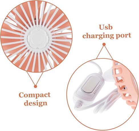 360degree USB Car Van Fan مروحة تبريد السيارات القابلة للدوران مع الضوء لشاحنة السيارة SUV RV يعزز تدفق الهواء سهلة شحن شحن دائمة in Kuwait