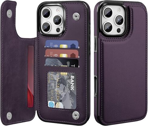 Bizzib for iPhone 17 Pro Wallt Case مع حامل البطاقة ، فتحات بطاقات Pu pu pu pu ، تسقط حالة غلاف وعرة مقاومة للوقاية من Apple iPhone 17 Pro 6.3 2025 ، Black in Kuwait