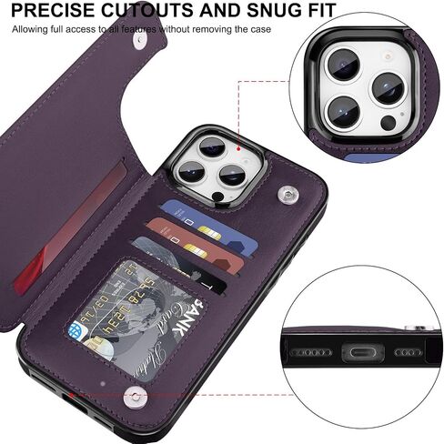Bizzib for iPhone 17 Pro Wallt Case مع حامل البطاقة ، فتحات بطاقات Pu pu pu pu ، تسقط حالة غلاف وعرة مقاومة للوقاية من Apple iPhone 17 Pro 6.3 2025 ، Black in Kuwait