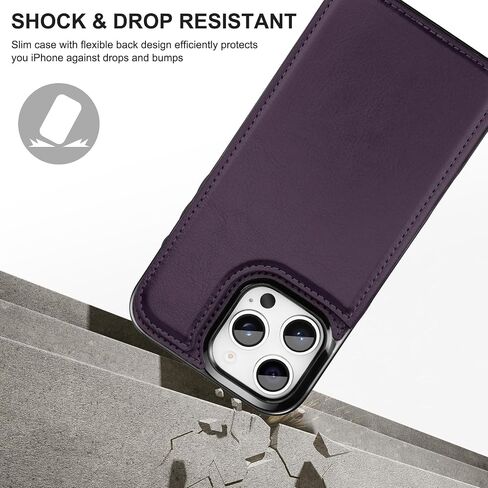 Bizzib for iPhone 17 Pro Wallt Case مع حامل البطاقة ، فتحات بطاقات Pu pu pu pu ، تسقط حالة غلاف وعرة مقاومة للوقاية من Apple iPhone 17 Pro 6.3 2025 ، Black in Kuwait