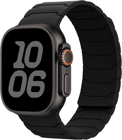 شريط السيليكون المغناطيسي متوافق مع Apple Watch Ultra 2 Band 49mm 46mm 45mm 44mm 42mm 41mm 41mm 40mm 38mm للرجال ، حزام رياضة مغناطيسي قوي لسلسلة IWatch 10 9 8 7 6 5 4 3 2 1 SE (الأخضر الأسود ، 49 مم/45 ملم/44 ملم/42 ملم (سلسلة 3)) in Kuwait