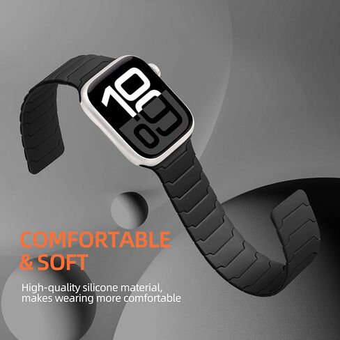 شريط السيليكون المغناطيسي متوافق مع Apple Watch Ultra 2 Band 49mm 46mm 45mm 44mm 42mm 41mm 41mm 40mm 38mm للرجال ، حزام رياضة مغناطيسي قوي لسلسلة IWatch 10 9 8 7 6 5 4 3 2 1 SE (الأخضر الأسود ، 49 مم/45 ملم/44 ملم/42 ملم (سلسلة 3)) in Kuwait