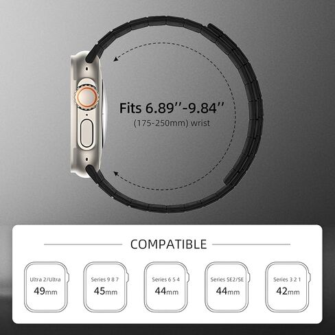 شريط السيليكون المغناطيسي متوافق مع Apple Watch Ultra 2 Band 49mm 46mm 45mm 44mm 42mm 41mm 41mm 40mm 38mm للرجال ، حزام رياضة مغناطيسي قوي لسلسلة IWatch 10 9 8 7 6 5 4 3 2 1 SE (الأخضر الأسود ، 49 مم/45 ملم/44 ملم/42 ملم (سلسلة 3)) in Kuwait
