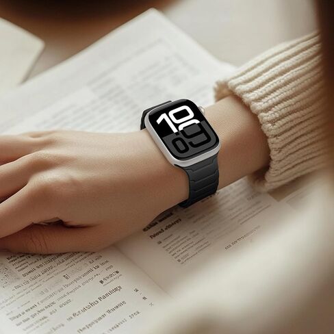 شريط السيليكون المغناطيسي متوافق مع Apple Watch Ultra 2 Band 49mm 46mm 45mm 44mm 42mm 41mm 41mm 40mm 38mm للرجال ، حزام رياضة مغناطيسي قوي لسلسلة IWatch 10 9 8 7 6 5 4 3 2 1 SE (الأخضر الأسود ، 49 مم/45 ملم/44 ملم/42 ملم (سلسلة 3)) in Kuwait