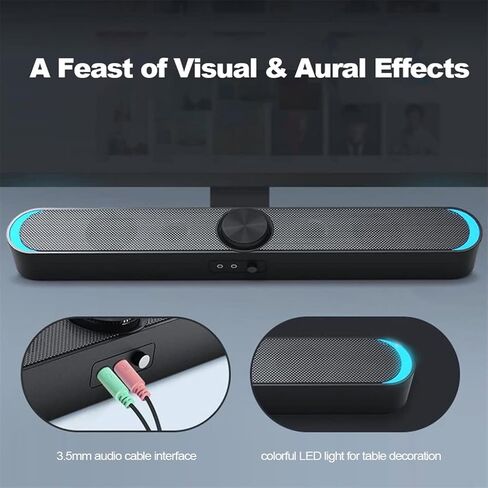 USB Powered Speaker Bar Portable Computer Speakers 3.5mm Audio Mic Plug Wired Soundbar Speaker for PC Tablet Laptop (Color : OneColor) (D) in Saudi Arabia