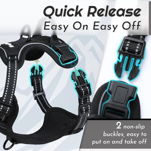 Eagloo Dog Harness for Large Dogs, No Pull Pet Vest with 2 Leash Clips in Kuwait