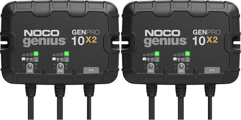 NOCO Genius GENPRO10X2، 2-Bank، 20A (10A/Bank) شاحن بطاريات بحرية ذكي، شاحن قارب مقاوم للماء 12 فولت، جهاز صيانة البطارية وإزالة الكبريت لـ AGM، الليثيوم (LiFePO4) وبطاريات الدورة العميقة in Kuwait
