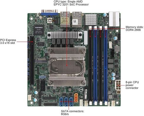 Supermicro M11SDV-8CT-LN4F Mini-ITX اللوحة الأم مع معالج EPYC 3201 SOC in Saudi Arabia