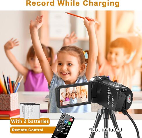 ZOLAMENTE Video Camera, Camcorder 2.7K 30FPS, 16x Digital Zoom YouTube Camera, Infrared IR Night Vision Camcorder Camera, 3.0" 270° Rotating Screen LED Vlogging Camera with Microphone Hand stabilizer in Saudi Arabia