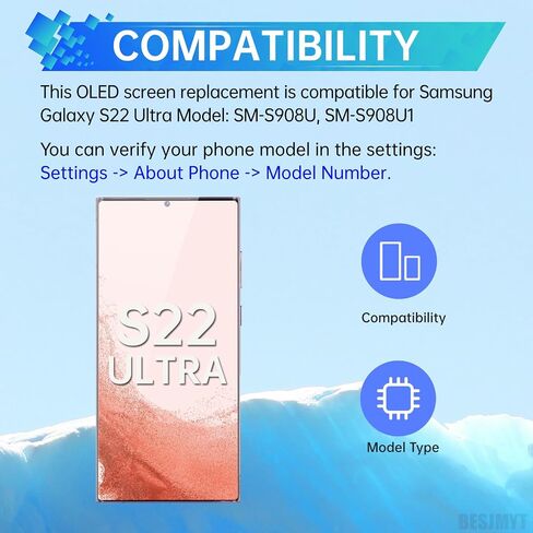 بالنسبة إلى Samsung Galaxy S22 Ultra AMOLED ، استبدال الشاشة OLED Display Digitizer التجميع الكامل مع إطار بورغوندي وأدوات إصلاح الزجاج الجانبي مجموعة SM-S908U SM-S908U1 in Saudi Arabia