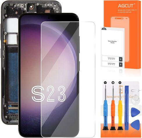 OLED لـ Samsung Galaxy S23 شاشة استبدال Samsung S23 LCD Display SM-S911B SM-S911E SM-S911U LCD Digitizer Touch Associal مع إطار (الحجم الأصلي ، بصمة الدعم) (أسود) in Saudi Arabia