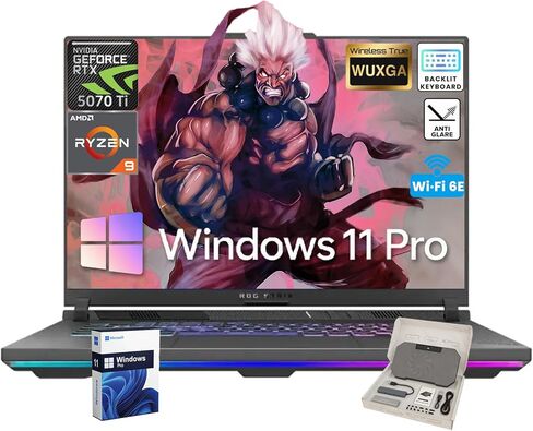 ASUS ROG STRIX G16 GAMING LAPTOP • GEFORCE RTX 5070 TI • 16 '' WUXGA Anti-Glare Display • AMD RYZEN 9 8940HX • Backlit KB • AI Roase Removal • Win 11 Pro • Accessories • 64GB DDR5+2TB SSD in Saudi Arabia