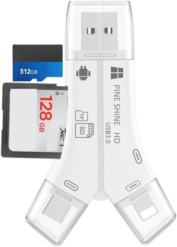 قارئ بطاقة SD لجهاز iPhone/iPad/Android/Mac/Computer/Camera ، 4 in1 Micro SD Card Reader Camera Viewer ، محول SDCARD لبطاقات الذاكرة المحمولة لبطاقات SD & TF (أبيض) in Saudi Arabia