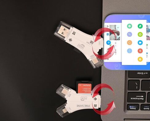 قارئ بطاقة SD لجهاز iPhone/iPad/Android/Mac/Computer/Camera ، 4 in1 Micro SD Card Reader Camera Viewer ، محول SDCARD لبطاقات الذاكرة المحمولة لبطاقات SD & TF (أبيض) in Saudi Arabia