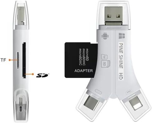 قارئ بطاقة SD لجهاز iPhone/iPad/Android/Mac/Computer/Camera ، 4 in1 Micro SD Card Reader Camera Viewer ، محول SDCARD لبطاقات الذاكرة المحمولة لبطاقات SD & TF (أبيض) in Saudi Arabia